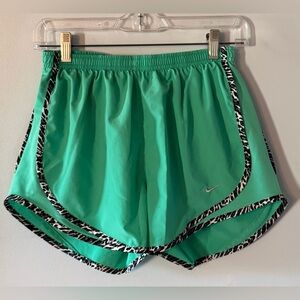 Nike Women's Teal Athletic Shorts with Zebra-Print Trim